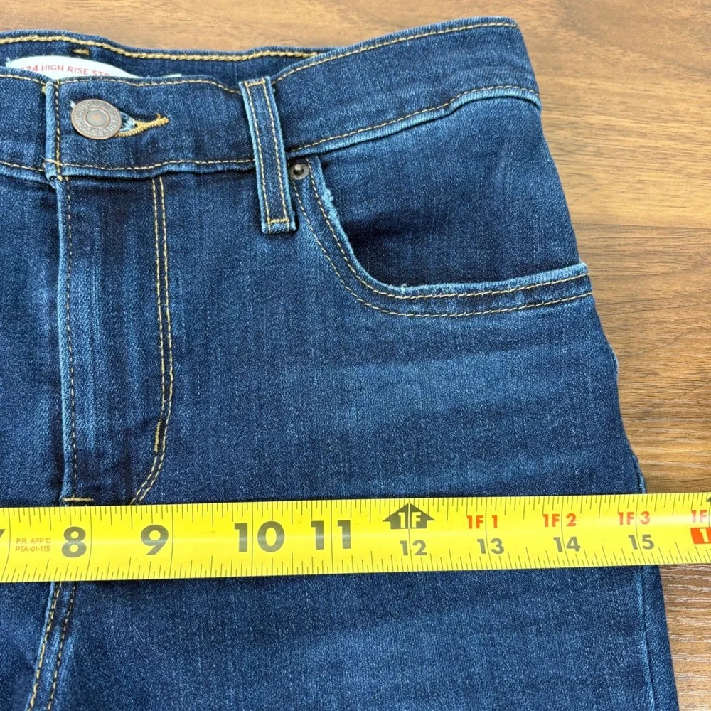 Levis 724 High Rise Straight Jeans 26x27 Dark Wash Raw Hem 18883-0151‎ Womens